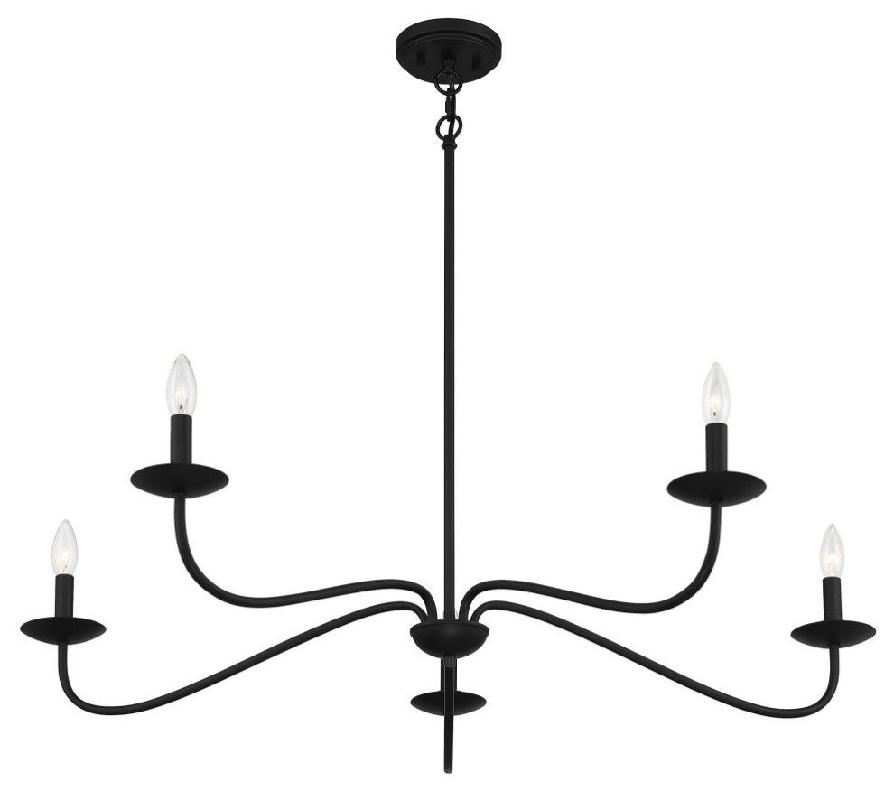 5-Light Chandelier, Matte Black