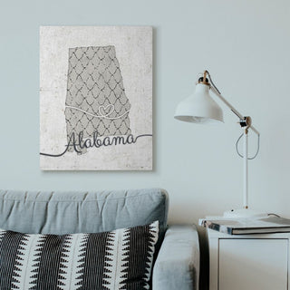 Stupell Industries Alabama Patterned Grey US State Design, 30 x 40