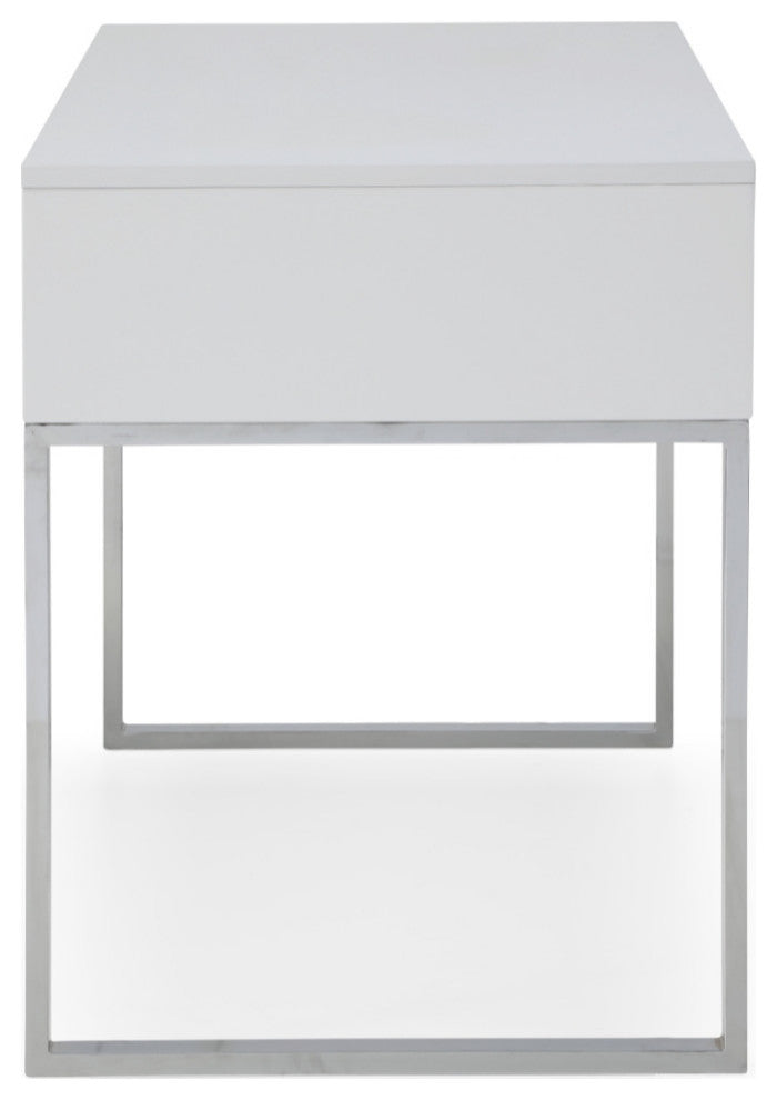 Loft Lyfe Anisa Desk, 2 Storage Drawers, White/Silver