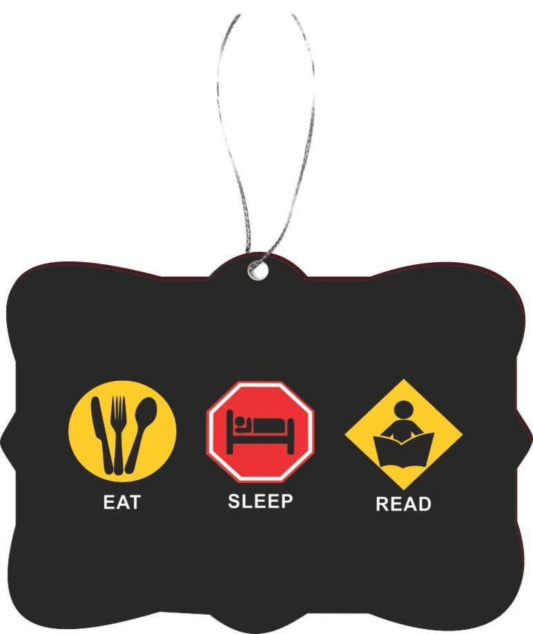Eat Sleep Read Design Rectangle Christmas Tree Ornament