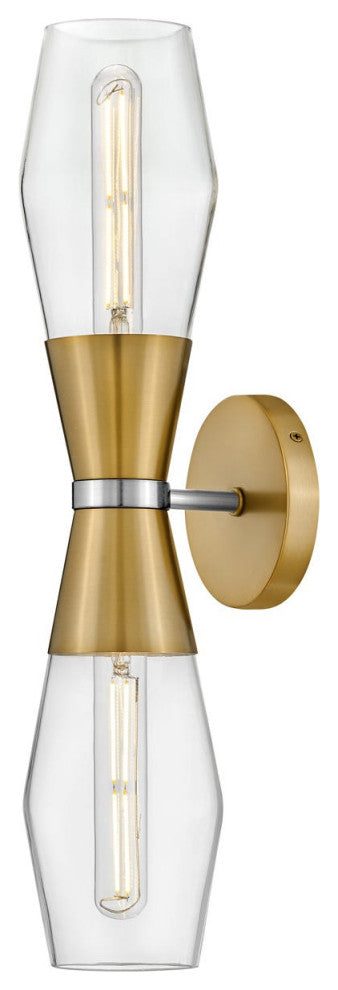 Lark Livie 22" Tall Wall Sconce, Lacquered Brass + Polished Nickel