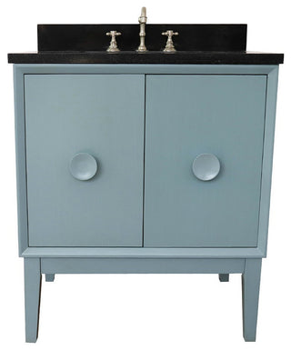 31" Single Vanity, Aqua Blue Finish With Black Galaxy Top