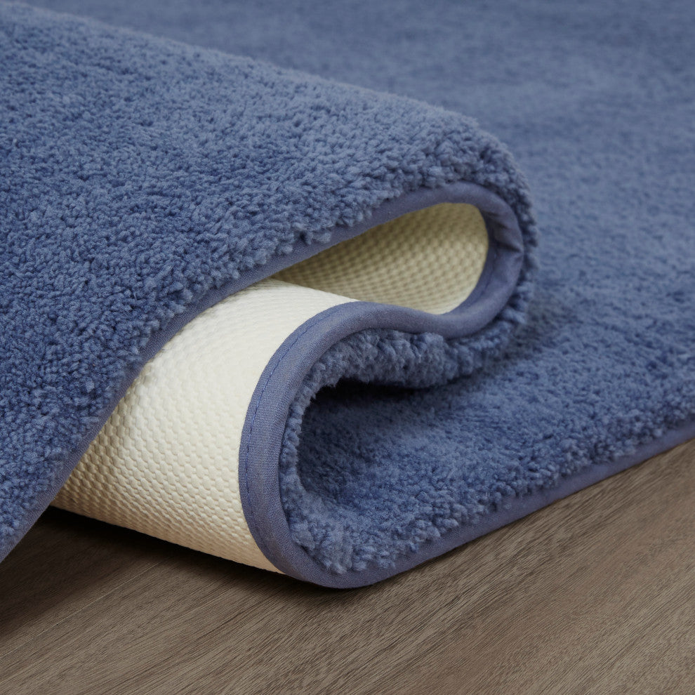 Madison Park Signature Quick-Dry Bathroom Rugs, Blue, 20x24" Contour