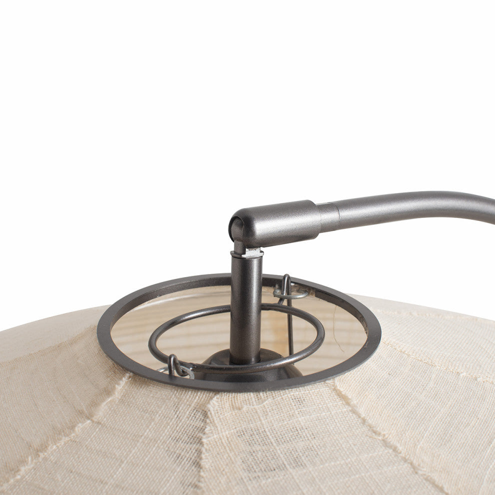Roswell Floor Lamp Matte Black Finish, White Linen Shade, Black Marble Base