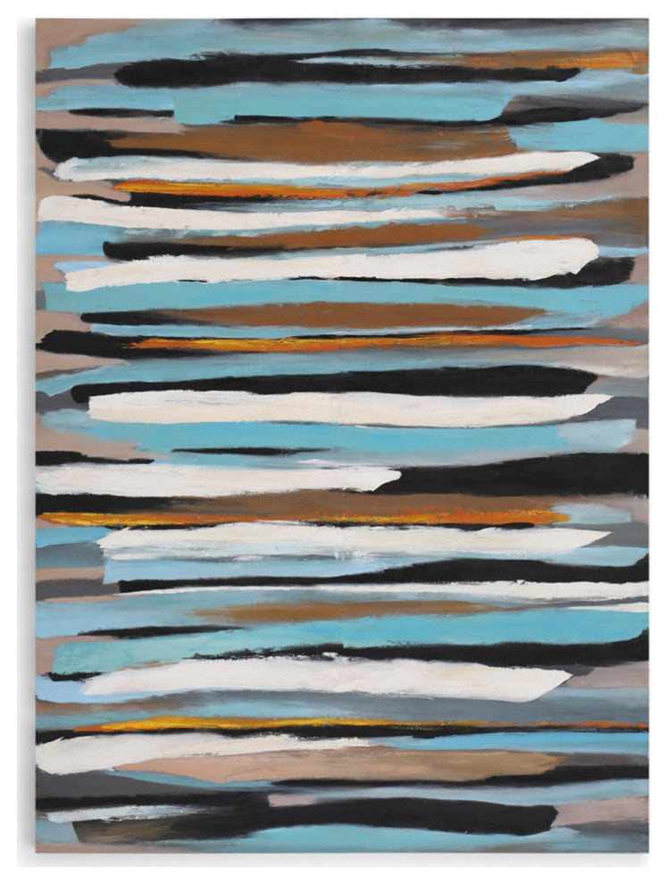 Passing Crowd Modern Hand Painted Canvas Abstract Art - 96" x 70"