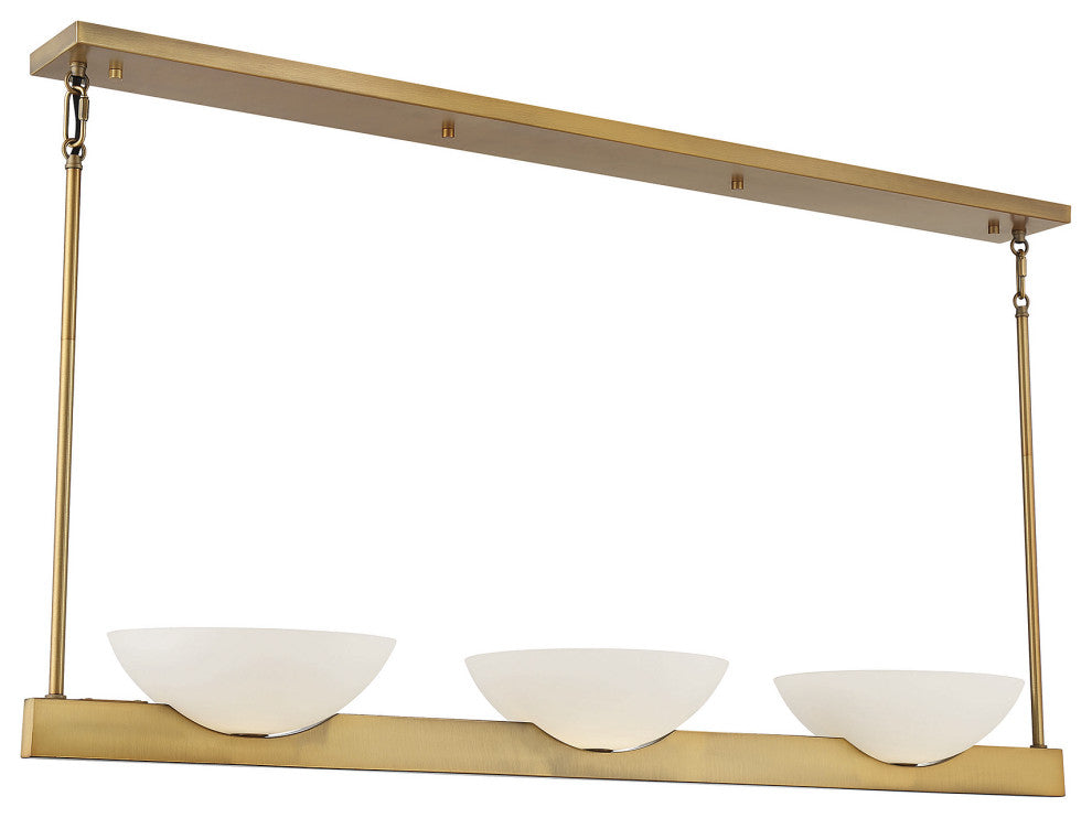 Fallon 3-Light Linear Chandelier, Warm Brass
