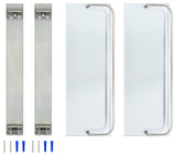 MODONA's 13.75" Double Glass Wall Shelf With Rail, Satin Nickel