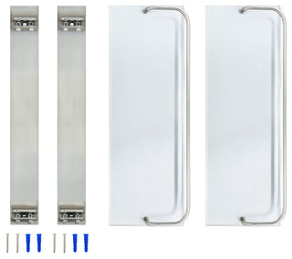 MODONA's 13.75" Double Glass Wall Shelf With Rail, Satin Nickel