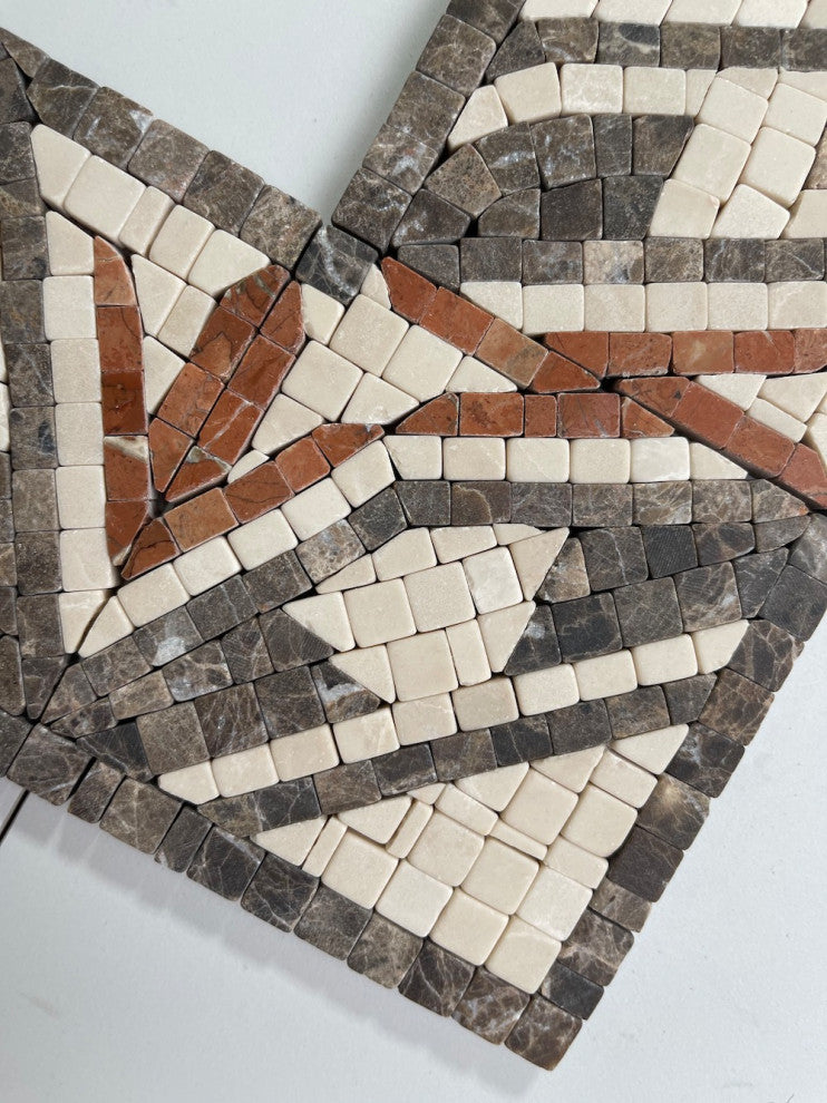 Marble Mosaic Border Listello Accent Deco Tile Leaf Red 4x8 Tumbled, 1 piece