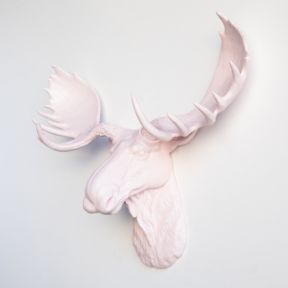 Faux Taxidermy Moose Head Wall Mount, Pink