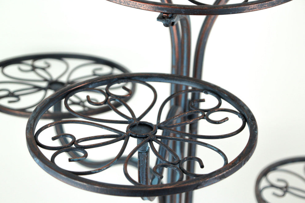 4 Tier Blue Copper Plant Stand Indoor Outdoor Decorative Pot Holder Shelves
