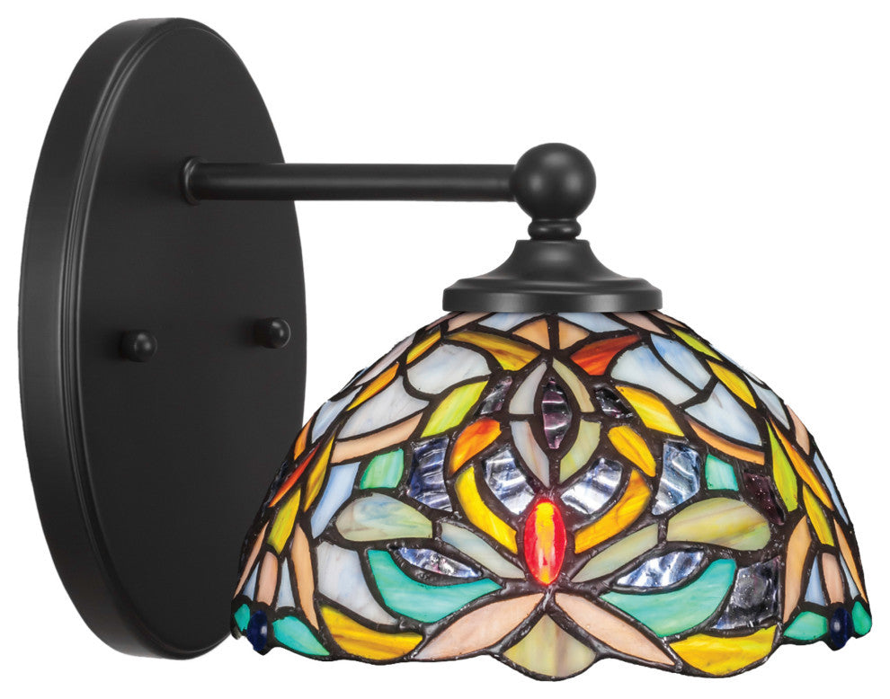 Capri 1-Light Wall Sconce, Matte Black/Kaleidoscope Art