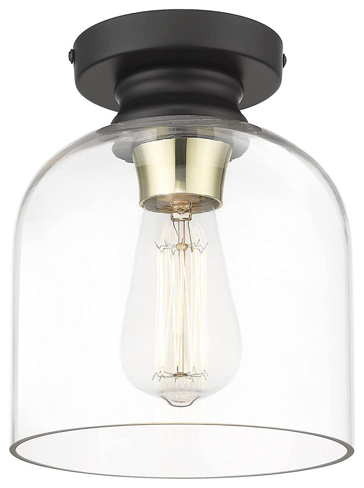 Black Semi Flush Mount Ceiling Light, Industrial