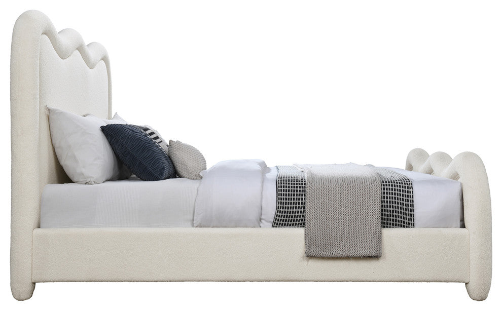 Gavin Upholstered Bed, Cream, King, Chenille Fabric
