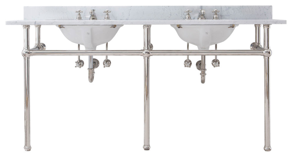 Embassy 72" Wide Double Wash Stand, P-Trap, Countertop With Basin