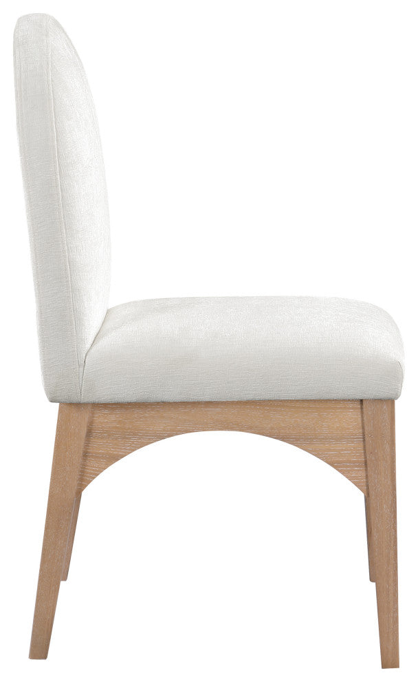 Waldorf Chenille Upholstered Dining Chair, Black, Chenille, Natural Finish, Cream, Side Chair, Chenille Fabric, Natural Finish