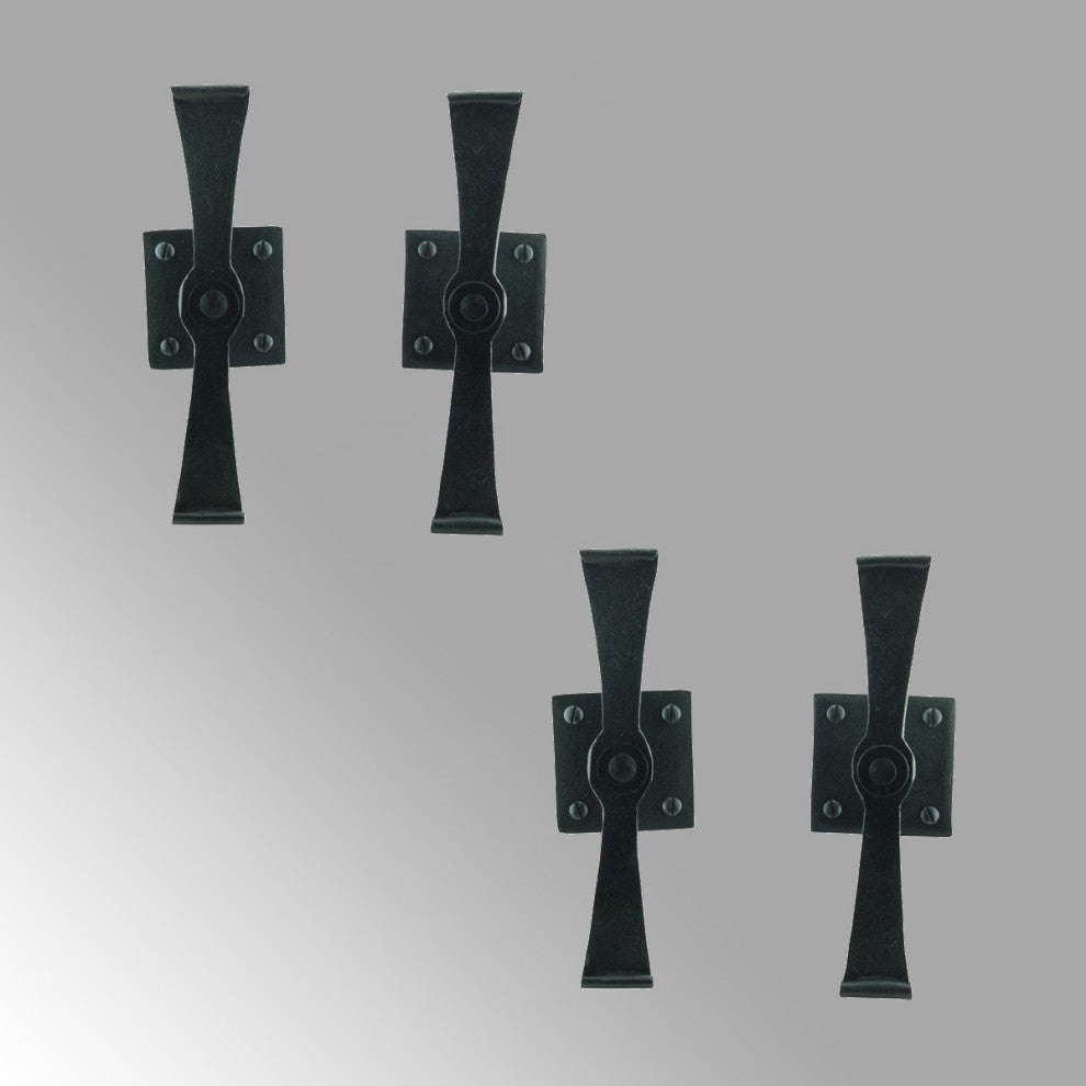 Black Wrought Iron Shutter Dog Holders 5.8" L Propeller Rust Resistant Pack of 2