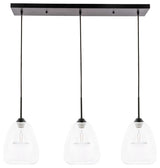 Black Finish And Clear Glass 3-Light Pendant