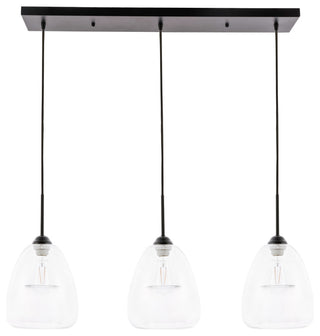Black Finish And Clear Glass 3-Light Pendant