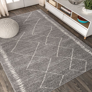 Zaina Moroccan Beni Souk Area Rug, Gray/Cream, 5 X 8