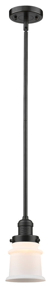 Small Canton 1-Light Mini Pendant, Oil Rubbed Bronze, Matte White