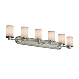 Rondo 6-Light Bath Bar, Cylinder, Brushed Nickel, White, LED