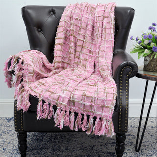 Multi Color Chenille Throw, Light Pink, 50x60