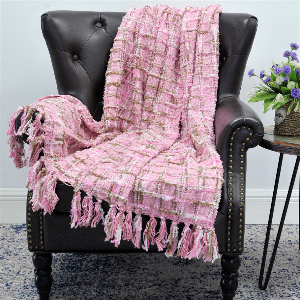 Multi Color Chenille Throw, Light Pink, 50x60