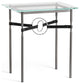 Equus Side Table, Dark Smoke Finish, Sterling Accents, Black Leather Strap