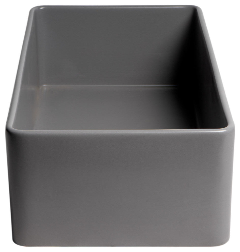 ALFI brand ABF3618-GM Gray Matte Smooth Apron 36" x 18" Fireclay Farm Sink