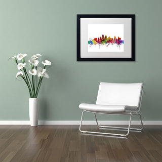 "Kansas City Skyline" Matted Framed Canvas Art by Michael Tompsett