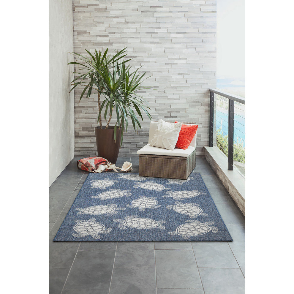 Carmel Seaturtles Indoor/Outdoor Rug, Navy, 6'6"x9'3"