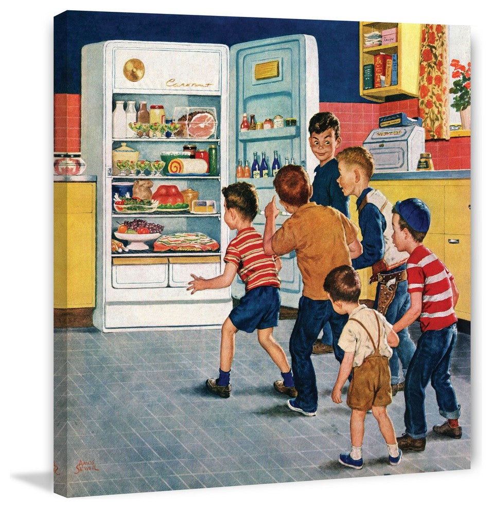 "Refrigerator Raid" Painting Print on Canvas by Amos Sewell