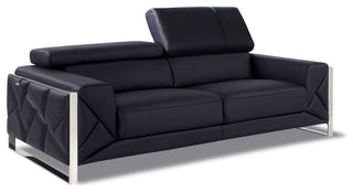 Trento Genuine Italian Leather Modern Sofa Black