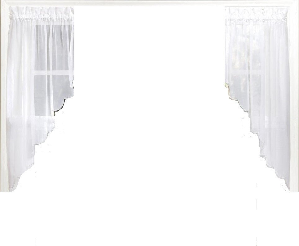 Emelia Sheer Solid White Kitchen Curtain, Swag