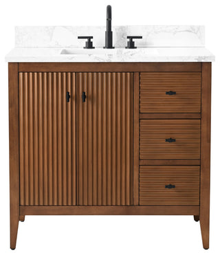 Vanity Art Freestanding Vanity, Walnut, 36", Single Sink, Matte Black