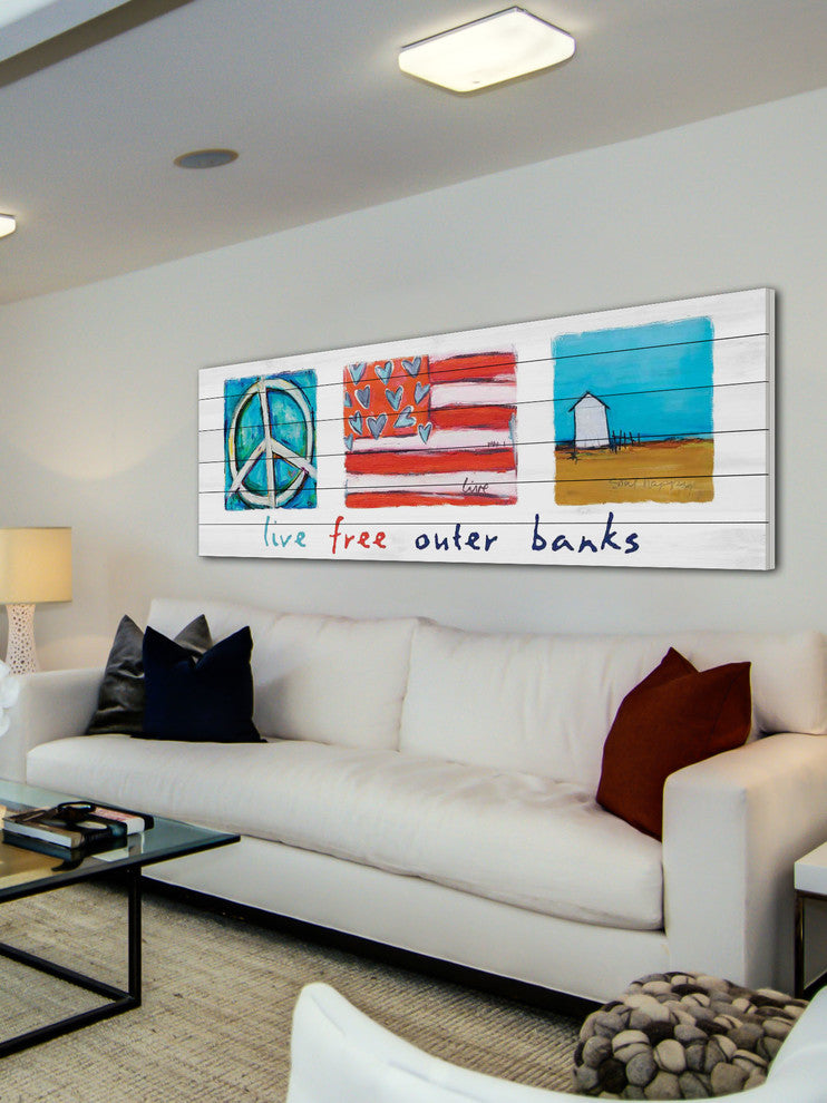 "Live Free Outer Banks" Print on White Pine Wood by Tori Campisi