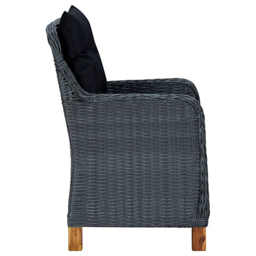 vidaXL Patio Chairs 2 Pcs Patio Dining Chair with Cushions Poly Rattan Dark Gray