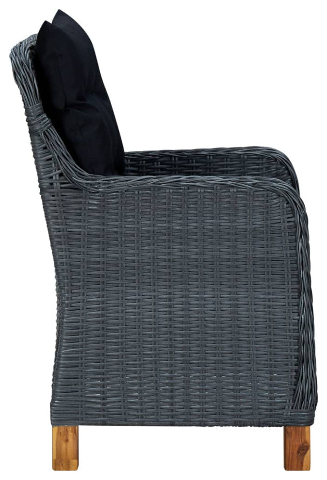vidaXL Patio Chairs 2 Pcs Patio Dining Chair with Cushions Poly Rattan Dark Gray