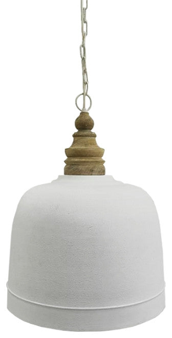 Gorgeous Matte White Gold Interior Dome Pendant 1 Light Wood Metal Shade 19 in