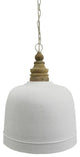 Gorgeous Matte White Gold Interior Dome Pendant 1 Light Wood Metal Shade 19 in