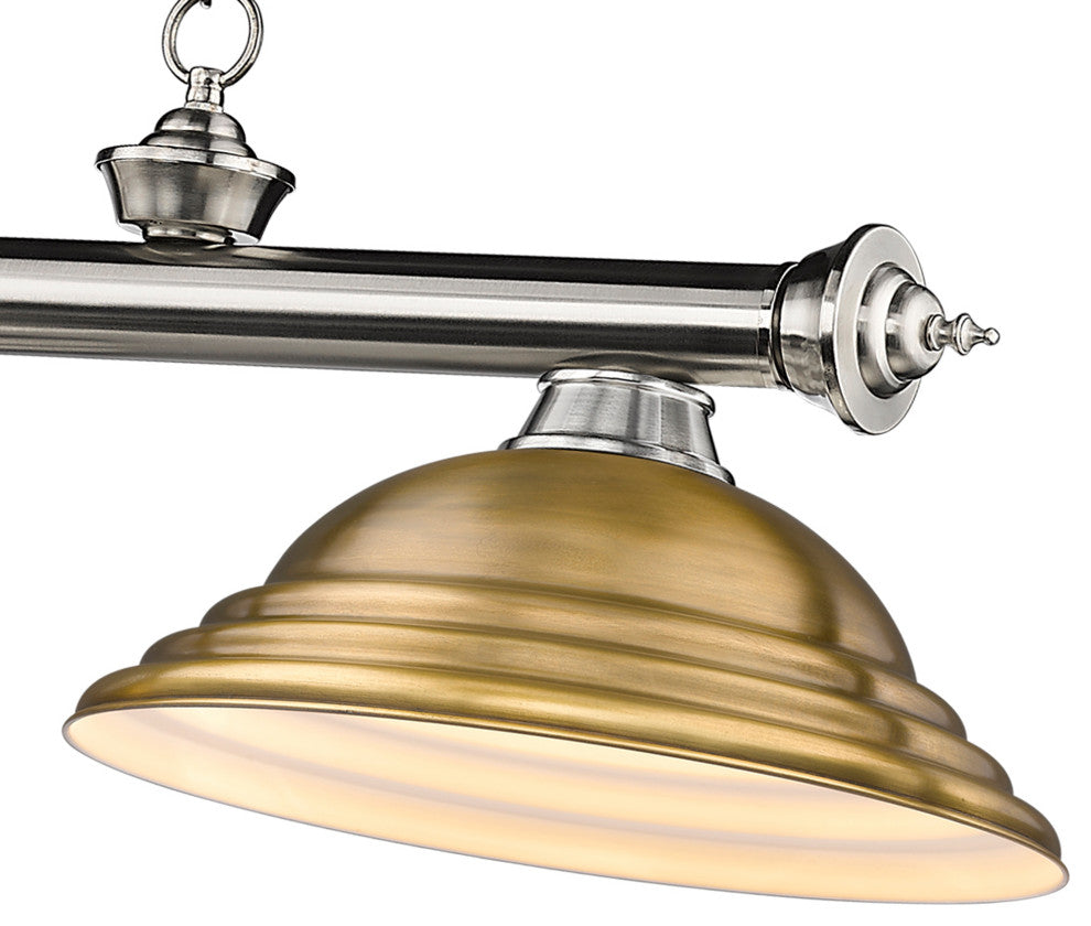 Zlite 2306-3BN-SRB 3-Light Billiard, Rubbed Brass