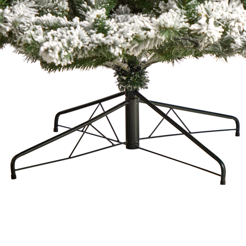 9' Flocked West Virginia Fir Artificial Christmas Tree With 650 Clear LED Lights