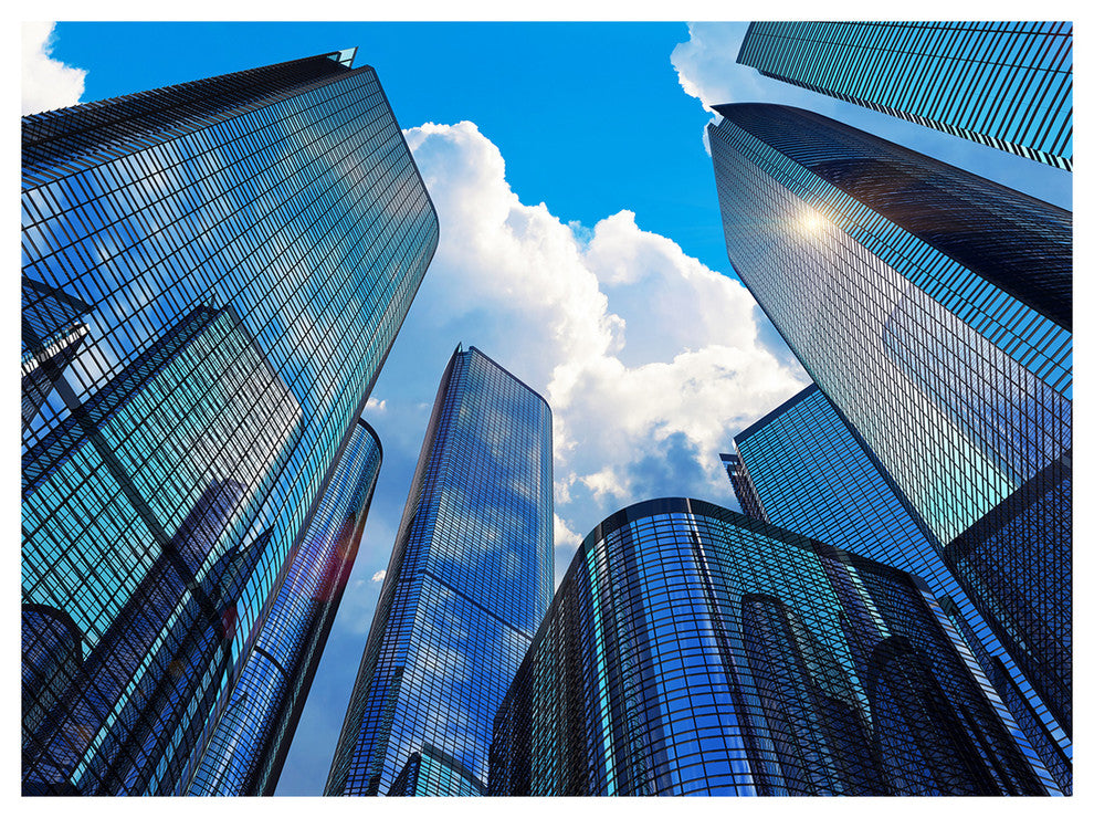 Elevated Business Buildings, Cityscape Canvas Art Print, 40"x30"