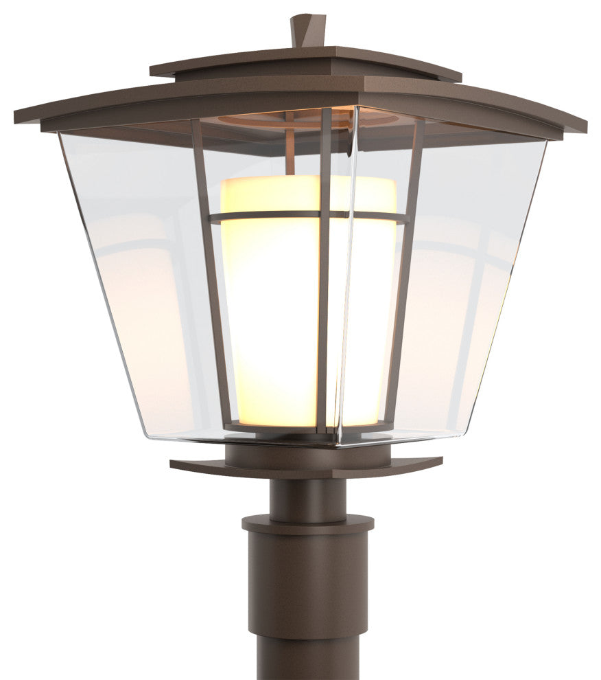 Beacon Hall Outdoor Post Light, Coastal Bronze Finish, Opal and Clear Glass