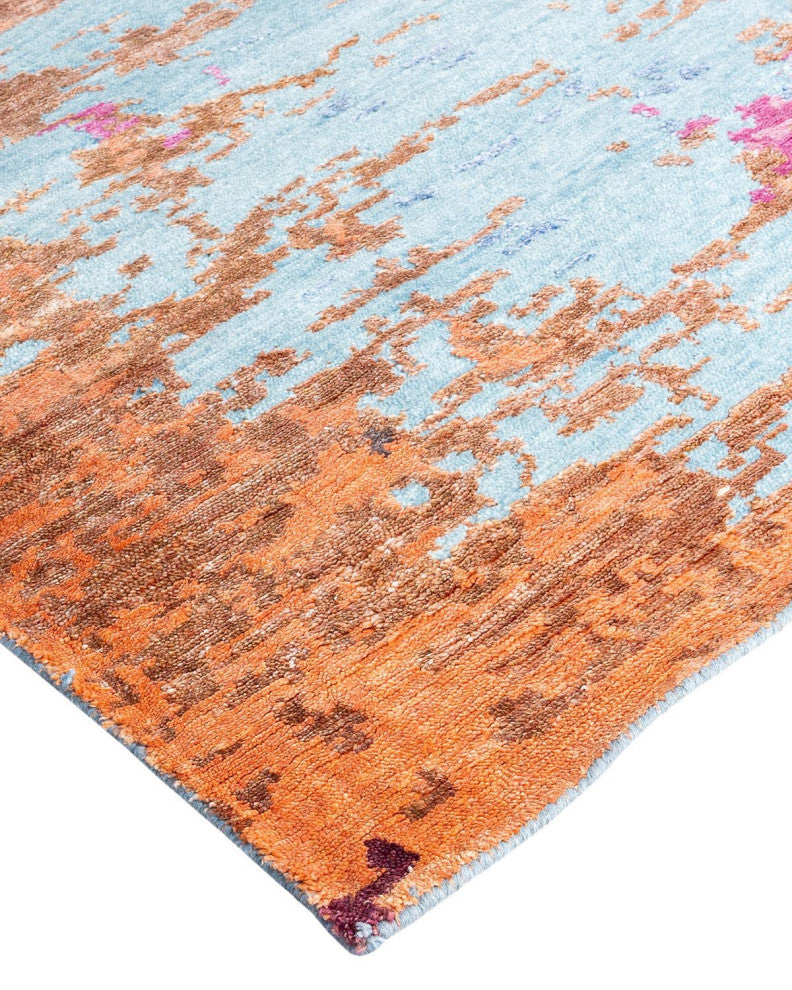 Modern One-of-a-Kind Hand-Knotted Area Rug Pink, 9' 2" x 12' 1"