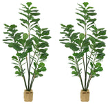 82.68'' Artificial Fiddle Leaf Fig Plant, Pot, Set of 2