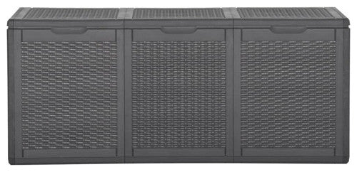 vidaXL Tool Box Outdoor Storage Box for Patio Furniture 71.3 gal Black PP Rattan
