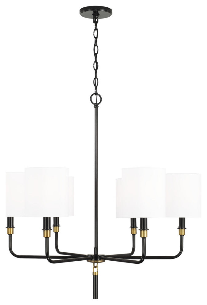 Capital Lighting Beckham 6-Light Chandelier 441961YA-702 Glossy Black/Aged Brass