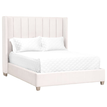 Chandler Bed, Cream Velvet, Natural Gray, Standard King